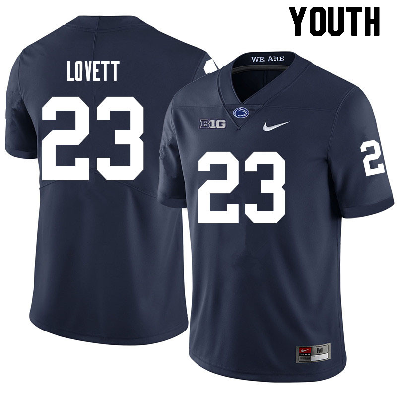 Youth #23 John Lovett Penn State Nittany Lions College Football Jerseys Sale-Navy